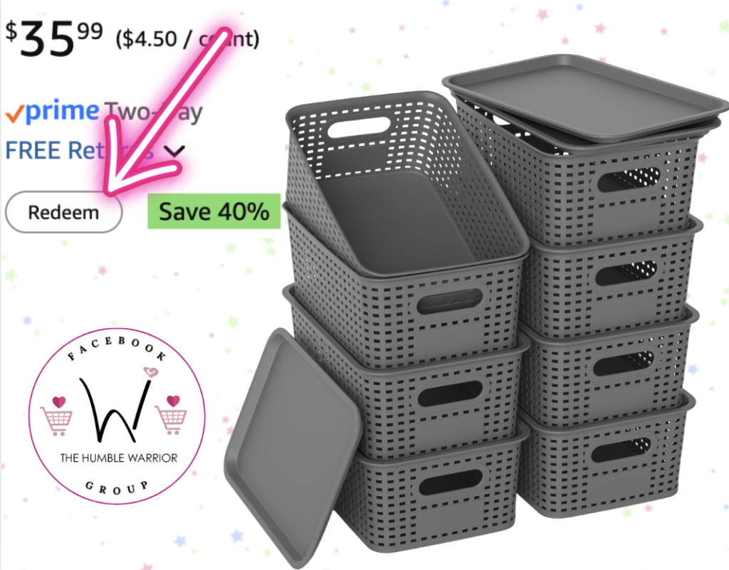 8-pack of Plastic Storage Baskets with Lids